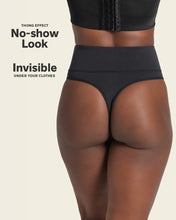 Load image into Gallery viewer, High-Waisted Seamless Moderate Shaper Thong Panty Black
