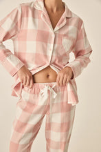 Load image into Gallery viewer, Saffron Pink Check Cotton PJ Set