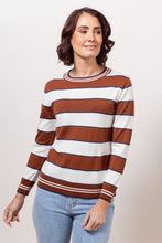 Load image into Gallery viewer, 100% Merino Wide Stripe Sweater Copper Combo