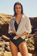 Load image into Gallery viewer, Summer Stripe Slouch Shirt / Khaki