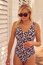 Load image into Gallery viewer, Soho Vee Ring Back One Piece Black Print