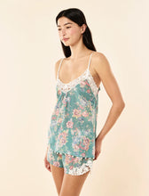 Load image into Gallery viewer, Elise Lace Cami Boxer PJ Set Mineral Blue