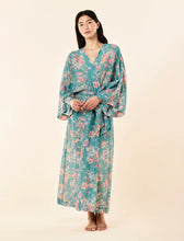 Load image into Gallery viewer, Elise Kimono Maxi Robe Mineral Blue