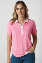 Load image into Gallery viewer, Sun Cotton Jersey Polo - Pink Cosmos