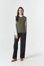 Load image into Gallery viewer, Amber Merino Cotton Knit Vest - Covert Green