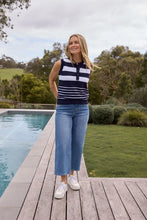 Load image into Gallery viewer, GC Sungrain Cotton Knit Vest - Dark Navy/White