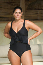 Load image into Gallery viewer, Black Hues Chagall Multifit Cup Midriff Bikini Top