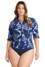 Load image into Gallery viewer, Lanthera Seurat Sunsafe Top Mid Sleeve Navy Peony