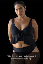 Load image into Gallery viewer, Black Hues Chagall Multifit Cup Midriff Bikini Top