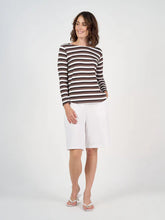 Load image into Gallery viewer, Adele Long Sleeve Bamboo Top - Brown Stripe