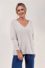 Load image into Gallery viewer, V Neck Angora Dolman Sweater - Silver