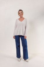 Load image into Gallery viewer, V Neck Angora Dolman Sweater - Silver