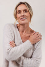 Load image into Gallery viewer, V Neck Angora Dolman Sweater - Silver