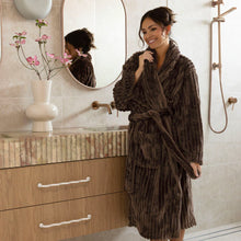 Load image into Gallery viewer, Channel Fleece Robe - Chocolate
