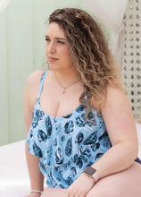 Load image into Gallery viewer, Chlorine Resistant Tankini Top Tiered Ruffle Monstera