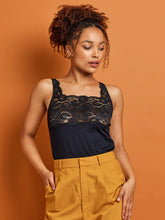 Load image into Gallery viewer, Daily Essentials Cotton & Heritage Lace Cami / Black