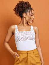 Load image into Gallery viewer, Daily Essentials Cotton & Heritage Lace Cami / White