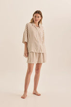 Load image into Gallery viewer, Evie Natural Stripe Linen Short Set