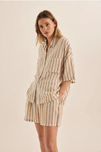 Load image into Gallery viewer, Evie Natural Stripe Linen Short Set