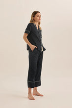 Load image into Gallery viewer, Floriana Navy Satin Pyjama