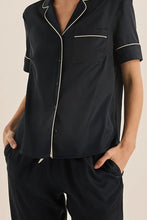 Load image into Gallery viewer, Floriana Navy Satin Pyjama