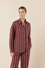 Load image into Gallery viewer, Chloe Cotton Striped PJ Set Burgundy