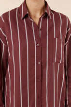 Load image into Gallery viewer, Chloe Cotton Striped PJ Set Burgundy