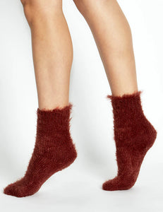 lev Furry Plush Socks Rust