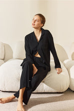 Load image into Gallery viewer, Emilia Ribbed Lounge PJ Set / Black