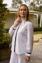 Load image into Gallery viewer, Sky Frill Neck Cotton Shirt - White