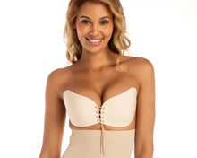 Load image into Gallery viewer, Secret Weapons / Lace Up Stick on Bra Nude