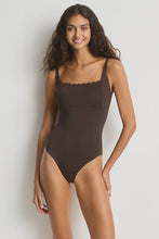 Load image into Gallery viewer, Scallop Square Neck Bralette One Piece Espresso