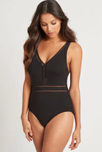 Load image into Gallery viewer, Eco Essentials Spliced Waisted One Piece / Black