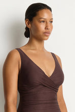 Load image into Gallery viewer, Zen Cross Front Tie Back One Piece - Cocoa