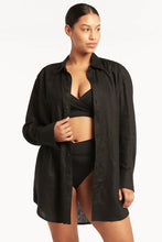 Load image into Gallery viewer, Resort Linen Cover Up / Black