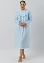 Load image into Gallery viewer, FLEUR EMBROIDERED COLLAR NIGHTIE AQUA