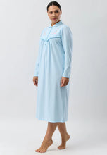 Load image into Gallery viewer, FLEUR EMBROIDERED COLLAR NIGHTIE AQUA