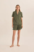 Load image into Gallery viewer, Sonia Olive Satin Short PJ Set