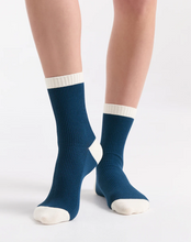 Load image into Gallery viewer, Organic Cotton Two Tone Rib Crew Sock - Empress