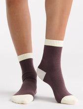 Load image into Gallery viewer, Organic Cotton Two Tone Rib Crew Sock - Fudge
