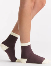 Load image into Gallery viewer, Organic Cotton Two Tone Rib Crew Sock - Fudge