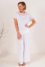 Load image into Gallery viewer, 100% Linen Ladder Trim Pant White