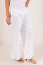 Load image into Gallery viewer, 100% Linen Ladder Trim Pant White