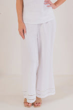 Load image into Gallery viewer, 100% Linen Ladder Trim Pant White