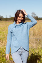 Load image into Gallery viewer, Moss Stitch Cowl Neck Sweater Powder Blue