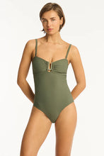 Load image into Gallery viewer, Spinnaker U Bar Bandeau One Piece - Khaki