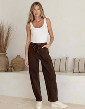 Load image into Gallery viewer, Drawstring Jogger Barrel Jean - Chocolate