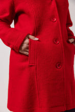 Load image into Gallery viewer, 100% Boiled Wool Longlined Collared Btn Thru Coat - Red