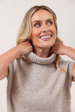 Load image into Gallery viewer, 100% Merino Wool (Cashfeel) Roll Neck Vest Side Splits - Wheat
