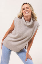 Load image into Gallery viewer, 100% Merino Wool (Cashfeel) Roll Neck Vest Side Splits - Wheat
